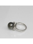 Bague Moorea perle de tahiti or 18 carats et diamants 10-11mm AAA