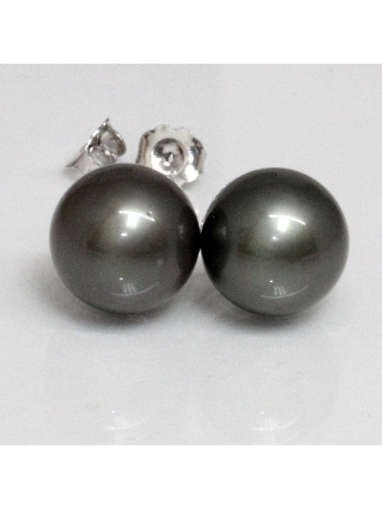 Boucles d'oreilles Maeva perle de tahiti 9-11mm AAA argent rhodié