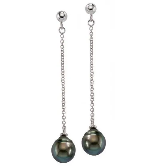 Boucles d'oreilles Mana pendantes et Perles de Tahiti poires Moea Perles - 1