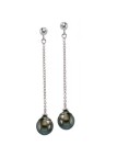 Boucles d'oreilles Mana pendantes et Perles de Tahiti poires 9-10mm AAA