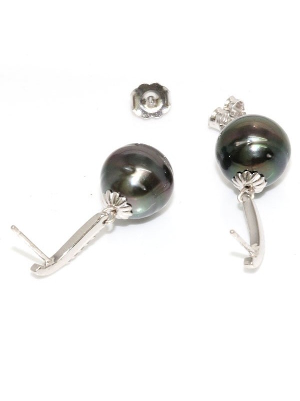 Boucles d'oreilles Piti perle de tahiti 9-11mm AAA or 18 carats et diamants
