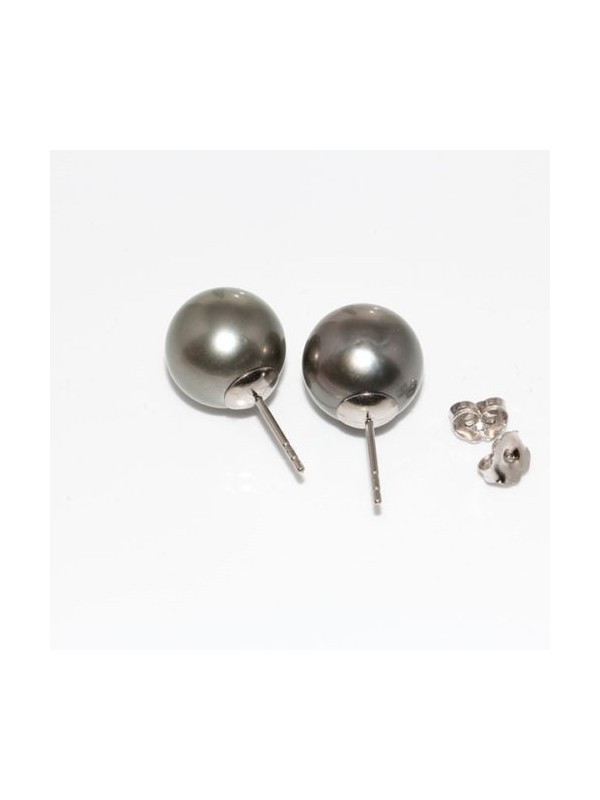Boucles d'oreilles clous Naho'a perle de tahiti rondes 8-11mm AAA