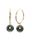 Boucles d'oreilles créoles Nina or 18 carats perles de tahiti rondes 9-11mm AAA