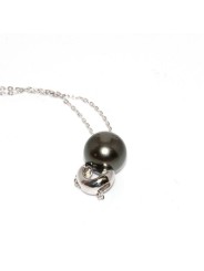 Pendentif Perle De Tahiti Verte 11,17 Mm Sur Argent 925 Et Zirconiums - Neuf Avec écrin