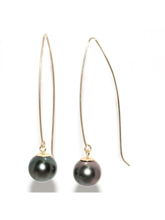 Boucles d'oreilles Emerina perle de tahiti rondes or 18 carats 9-11mm AAA