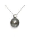 Pendentif en or Raiura perle de tahiti 10-11mm ronde et diamant