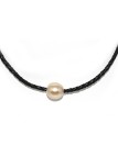 Collier cuir noir tressé et perle australie Moea Perles - 3
