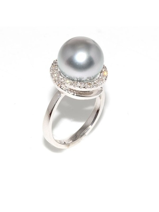 Bague Hetu or 18 carats perle de tahiti 10-11mm couleur argenté