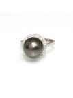 Bague Moorea perle de tahiti or 18 carats et diamants 10-11mm AAA