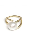 Bague Mah or jaune ou blanc 18 carats perle australie dorée ou blanche 10-11mm AAA