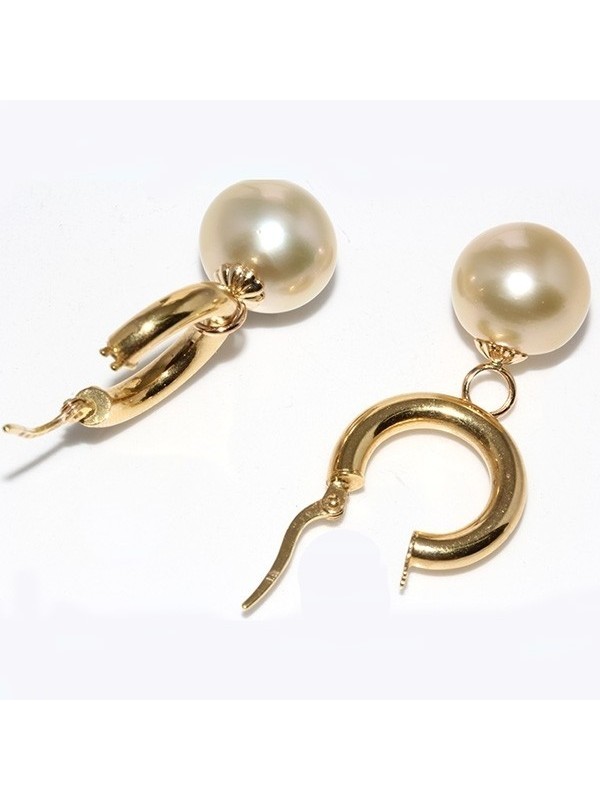 Boucles d'oreilles créoles Faana perles d'australie 10-11mm AAA