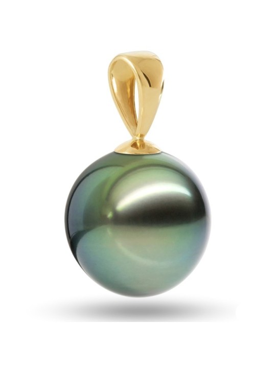 Pendentif en or 18 carats Teva perle de Tahiti ronde 9-12mm AAA