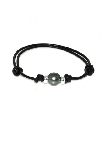 Bracelet cuir noir Moea Perles - 1