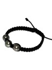 Bracelet Honura shamballa 3 perles de tahiti 10-11mm AAA