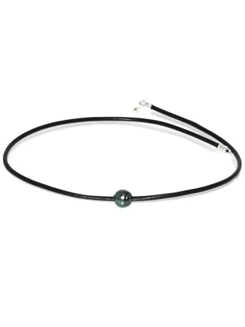 Collier cuir noir Ara Moea Perles - 2