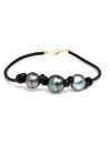 Bracelet cuir noir 3 perles Moea Perles - 2