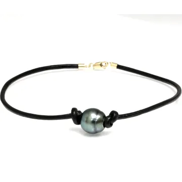 Bracelet cuir noir Moea Perles - 2
