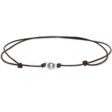Collier cuir marron Moea Perles - 1