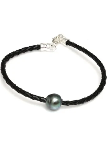 Bracelet cuir noir Moea Perles - 2