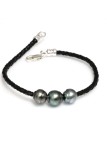 Bracelet cuir naturel 3 perles Moea Perles - 2