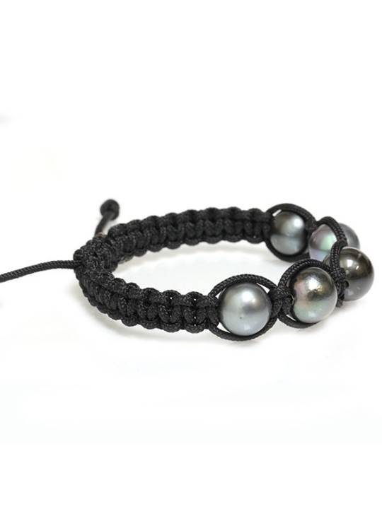 Bracelet Ina shamballa 5 perles de tahiti 12mm AA