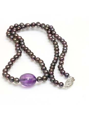 Collier perle Akoya et Améthyste Moea Perles - 1