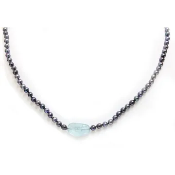 Collier perle Akoya et Aquamarine Moea Perles - 2