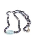 Collier perle Akoya et Aquamarine Moea Perles - 1
