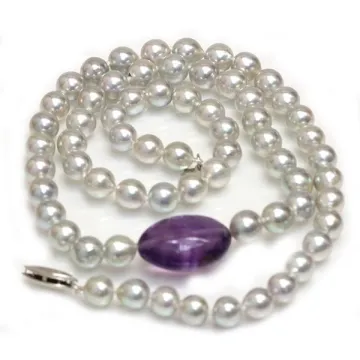 Collier perle Akoya 6mm et Améthyste Moea Perles - 2