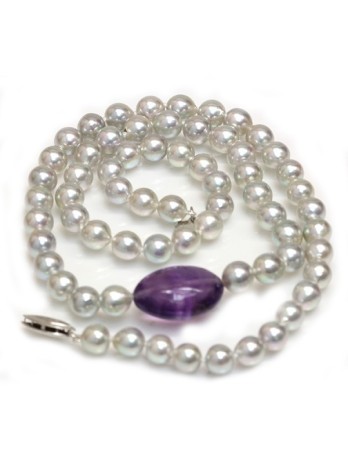 Collier perle Akoya 6mm et Améthyste Moea Perles - 2