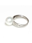 Bague Pahi or 18 carats perle d'australie ronde 9-10mm blanche AAA