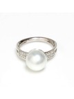 Bague Pahi or 18 carats perle d'australie ronde 9-10mm blanche AAA