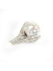 Bague Maua or 18 carats et diamants perle d'australie blanche 15mm