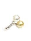 Bague duo Moo or 18 carats perles d'australie jaune et blanche 11-12mm AAA