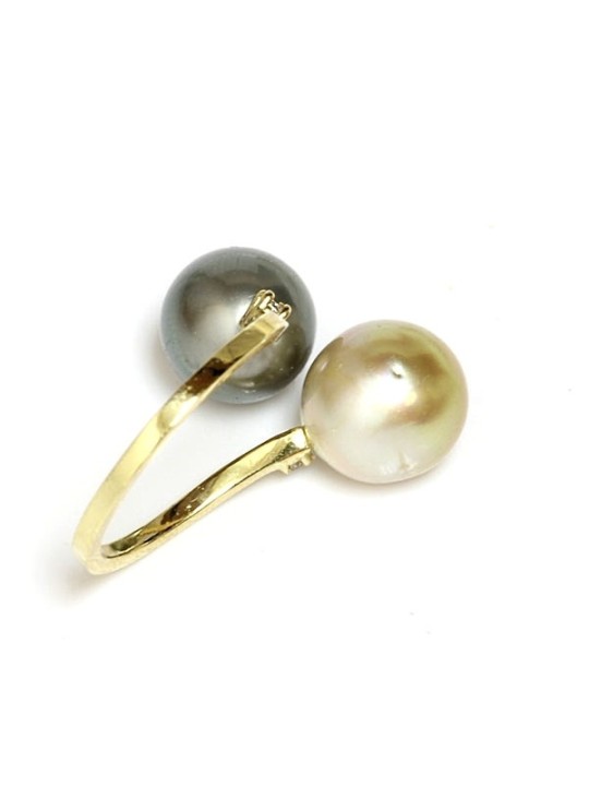 Bague Bora or 18 carats jaune ou blanc perles de tahiti et australie AAA 10-11mm
