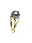 Bague Mahe or 18 carats perle de tahiti 10-11mm et diamants