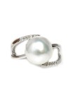 Bague Maheva or perle d'australie blanche 10-11mm AAA et diamants