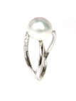 Bague Maheva or perle d'australie blanche 10-11mm AAA et diamants