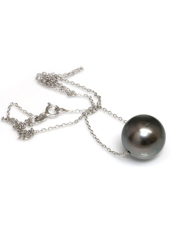 Collier or 14 carats Maa 12-13mm perles de tahiti AAA