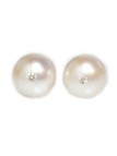 Boucles d'oreilles Ave perles Akoya rondes 9-10mm or 18 carats AAA et diamants