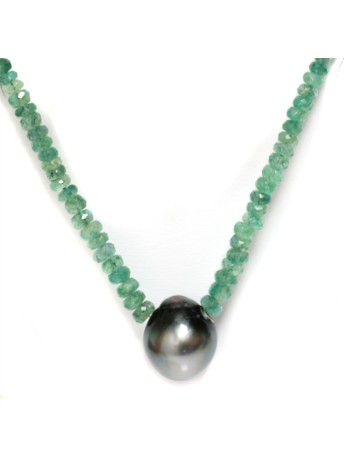 Collier perle tahiti et émeraude Moea Perles - 2