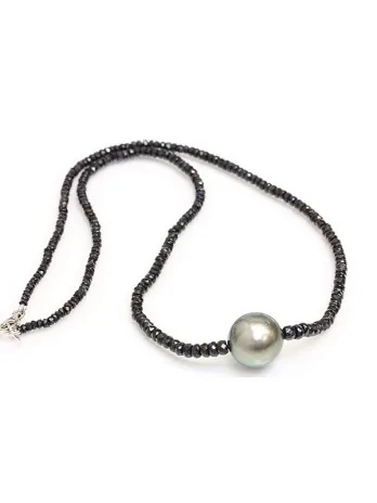 Collier perle tahiti ronde et saphir Moea Perles - 1