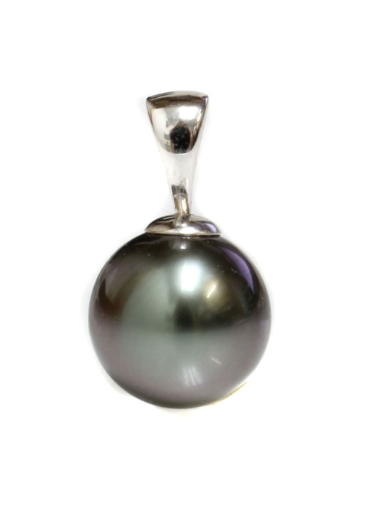 Pendentif en or 18 carats Teva perle de Tahiti ronde 9-12mm AAA