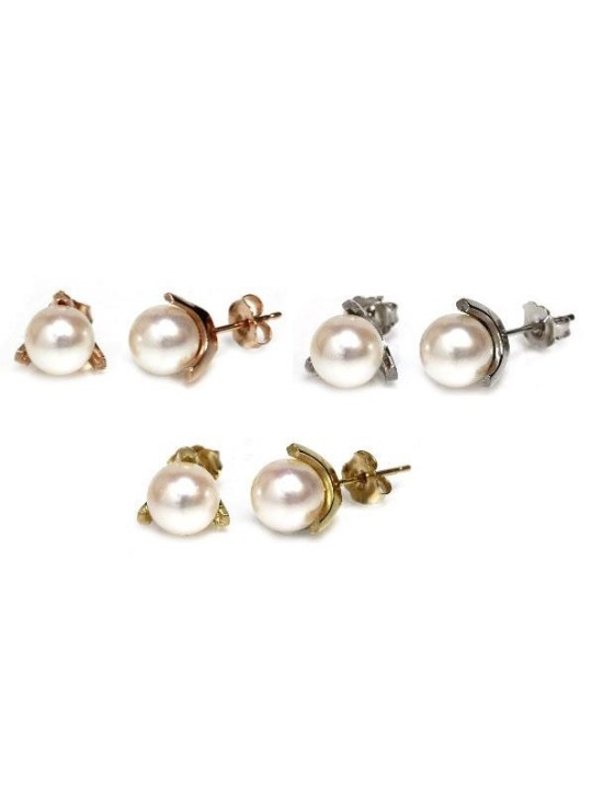 Boucles d'oreilles Hoai or 18 carats perles akoya 7-8mm AAA