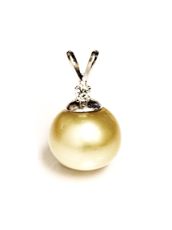 Pendentif en or 18 carats Vainia perle d'australie dorée gold 12mm