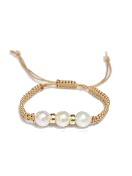 Bracelet shamballa 3 perles Akoya Moea Perles - 1