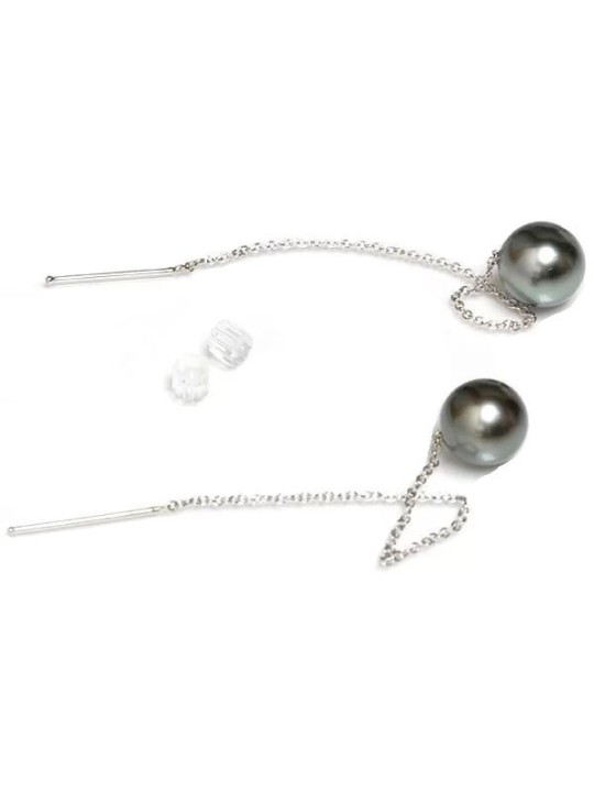 Boucles d'oreilles Myllea perles de tahiti rondes pendantes 9-11mm AAA