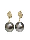 Boucles d'oreilles Fa perle de Tahiti et diamants Moea Perles - 1
