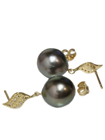 Boucles d'oreilles Fa perle de Tahiti et diamants Moea Perles - 2