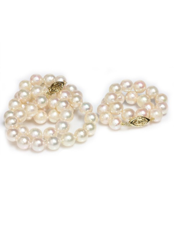 Collier et bracelet Noa perles du japon Akoya 8.5-9mm qualité AAA-